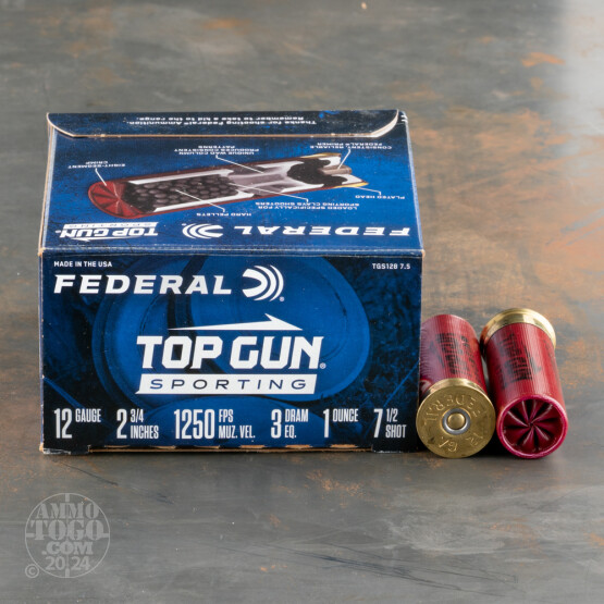 25rds – 12 Gauge Federal Top Gun 2-3/4" 1oz. #7.5 Shot Ammo