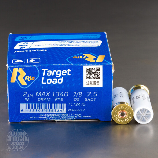 250rds – 12 Gauge Rio Target Load Trap 2-3/4" 7/8oz. #7.5 Shot Ammo