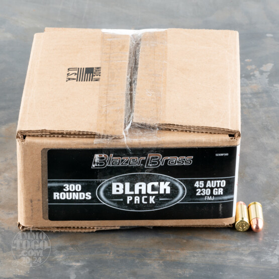 300rds – 45 ACP Blazer Brass Black 230gr. FMJ Ammo