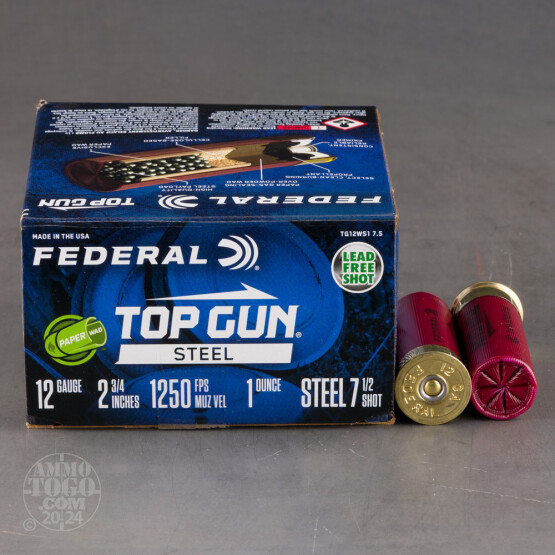 25rds – 12 Gauge Federal Top Gun 2-3/4" 1oz. #7.5 Steel Shot Ammo