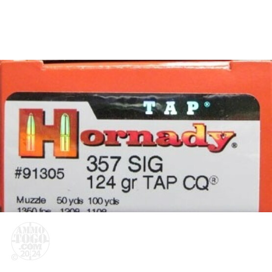 20rds - 357 SIG Hornady Tap LE Close Quarters (CQ) 124gr. HP Ammo