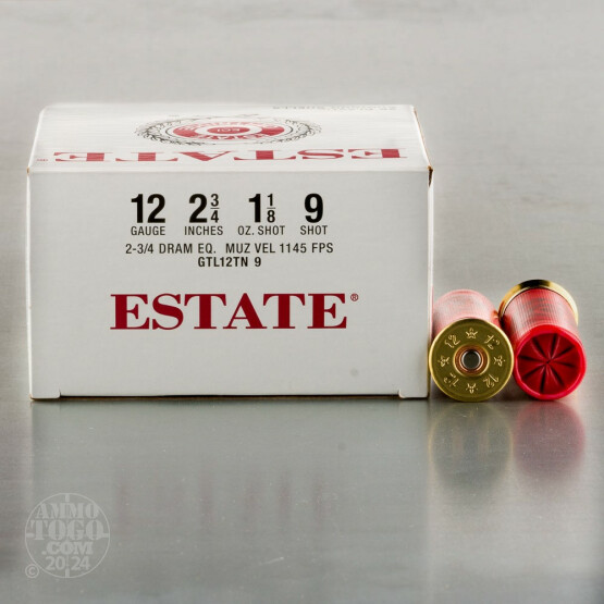 250rds - 12 Gauge Estate Cartridge 2-3/4" 1-1/8oz. #9 Shot Ammo
