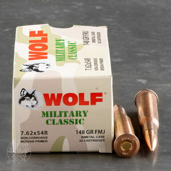 500rds – 7.62x54r Wolf Military Classic 148gr. FMJ Ammo