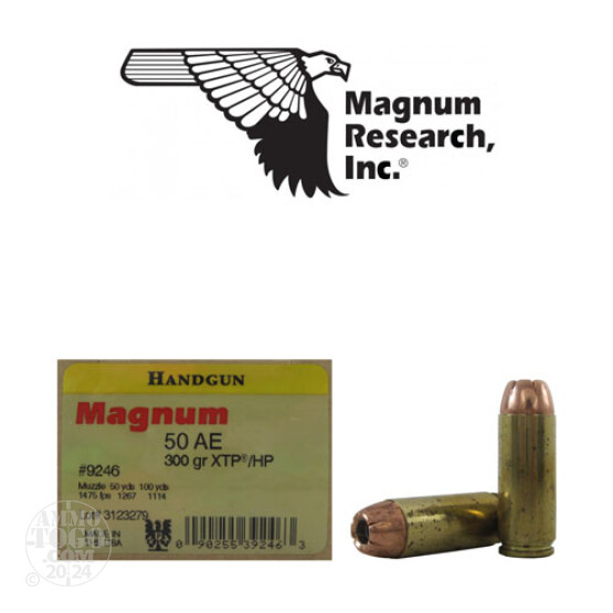 20rds - 50 AE Magnum Research 300gr. XTP HP Ammo