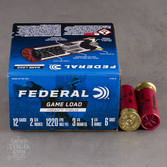 25rds - 12 Gauge Federal Game-Shok 2-3/4" 1-1/4 Ounce #6 Shot Ammo