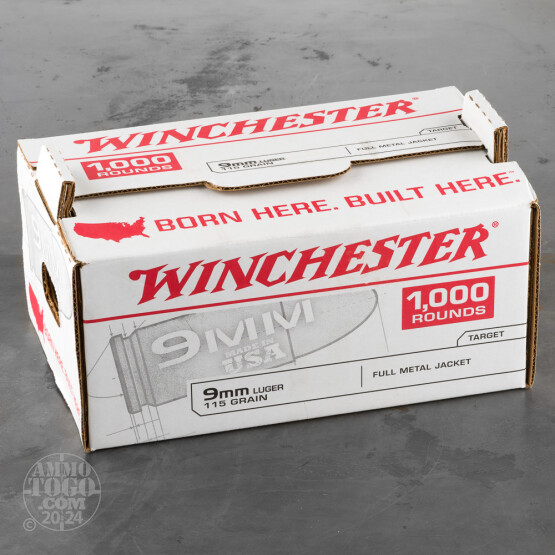 1000rds – 9mm Winchester USA 115gr. FMJ Ammo