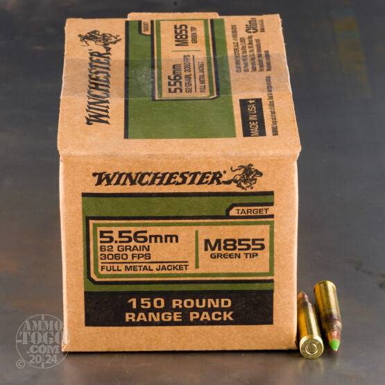 150rds – 5.56x45 Winchester 62gr. FMJ M855 Ammo