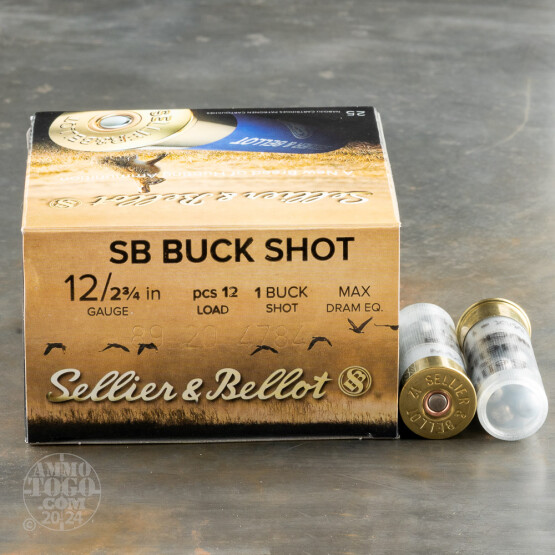 25rds - 12 Gauge Sellier & Bellot 2 3/4" 12 Pellet #1 Buckshot Ammo