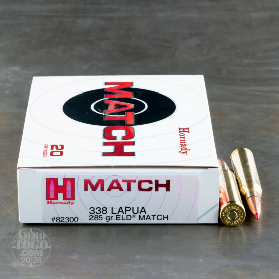 20rds - 338 Lapua Magnum Hornady 285gr. ELD Match Ammo