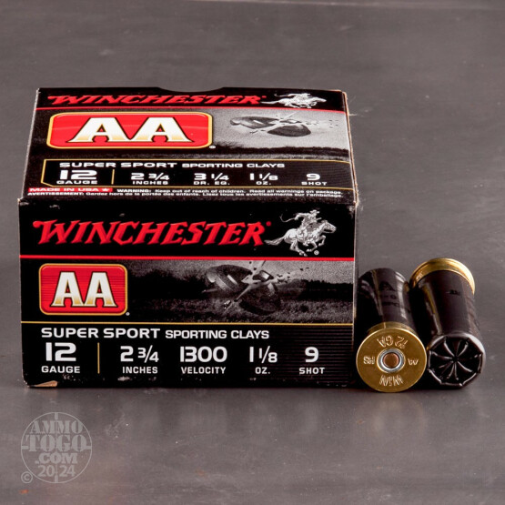 25rds - 12 Gauge Winchester AA Sporting Clay 2 3/4" 1 1/8 Ounce  #9 Shot Ammo