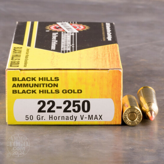 20rds - 22-250 Black Hills Gold 50gr. V-Max Polymer Tip Ammo