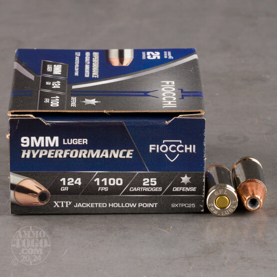25rds – 9mm Fiocchi 124gr. XTP Ammo