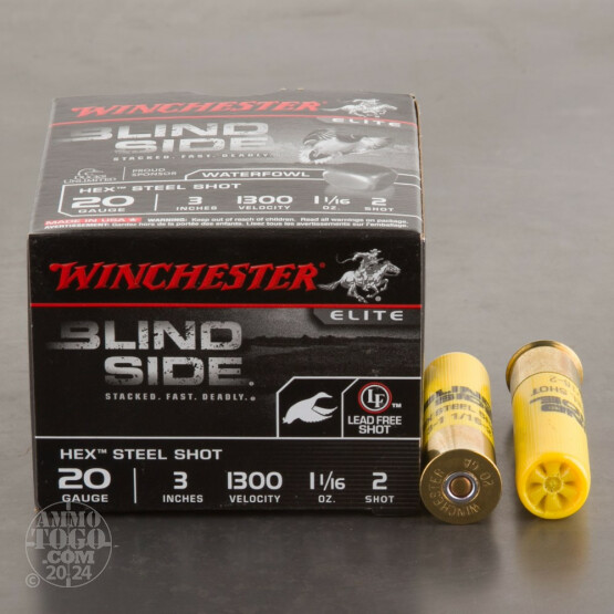 25rds - 20 Gauge Winchester Blind Side 3" 1 1/16oz. #2 Steel Shot Ammo