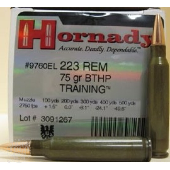 50rds - .223 Hornady TAP Training 75gr. BTHP Ammo