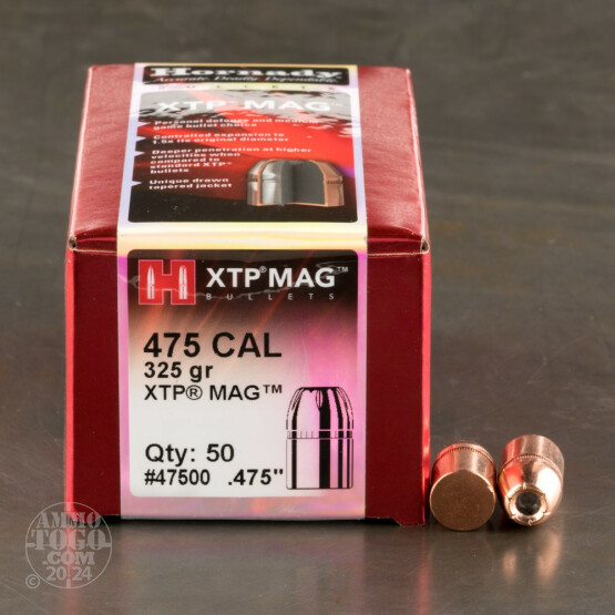 50pcs - 475 Cal .475" Dia Hornady XTP Mag 325gr. XTP Mag HP Bullets
