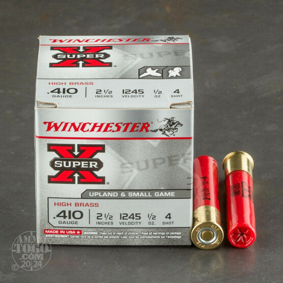 250rds – 410 Bore Winchester Super-X 2-1/2" 1/2 oz. #4 Shot Ammo