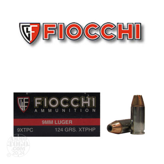 500rds - 9mm Fiocchi 124gr XTP Jacketed Hollow Point Ammo