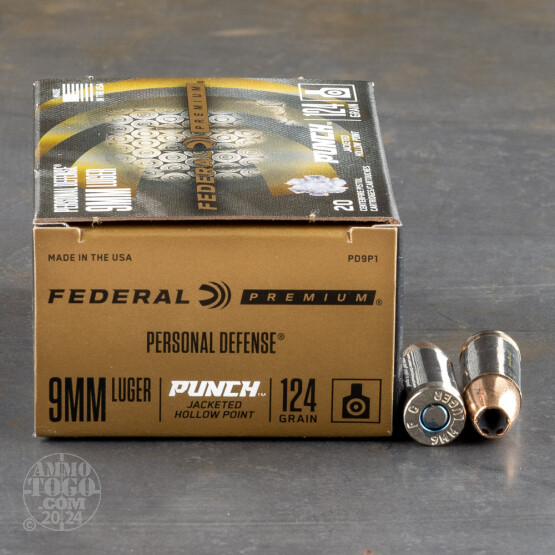 200rds – 9mm Federal Punch 124gr. JHP Ammo