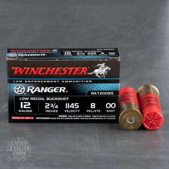25rds - 12 Ga. Winchester Ranger Low Recoil 8 Pellet 00 Buckshot Ammo