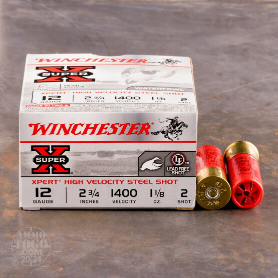 25rds – 12 Gauge Winchester Super-X Xpert HV 2-3/4" 1-1/8oz #2 Steel Shot Ammo