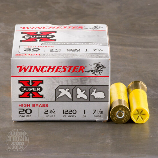 25rds - 20 Gauge Winchester Super-X High Brass Game Load 2 3/4" 1 oz. #7 1/2 Shot
