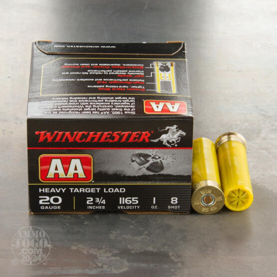 250rds - 20 Gauge Winchester AA Heavy Target 2-3/4" 1 Oz. #8 Shot Ammo