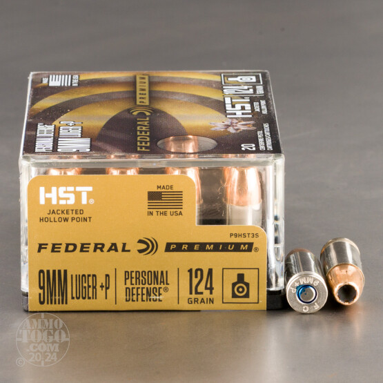 200rds – 9mm +P Federal Personal Defense HST 124gr. JHP Ammo