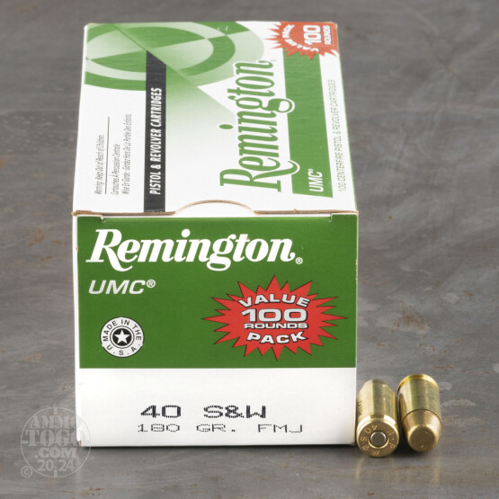 100rds - 40 S&W Remington UMC 180gr. MC Ammo
