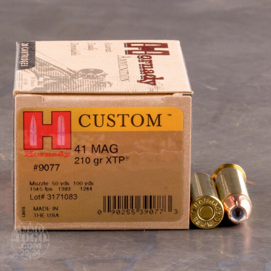 20rds – 41 Magnum Hornady Custom 210gr. XTP JHP Ammo