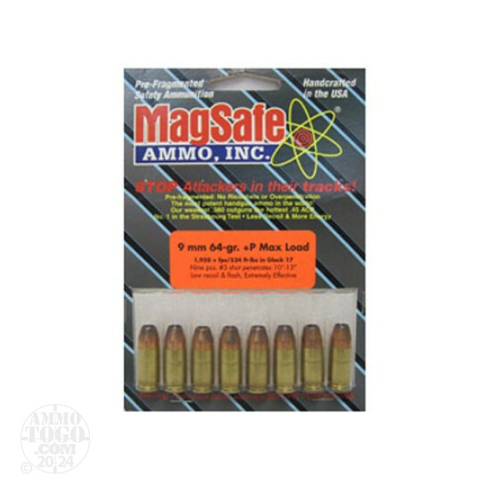 8rds - 9mm Magsafe 64gr. +P Max Load Ammo