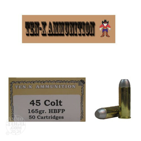 50rds - 45 Long Colt Ten-X 165gr. HBFP Cowboy Ammo