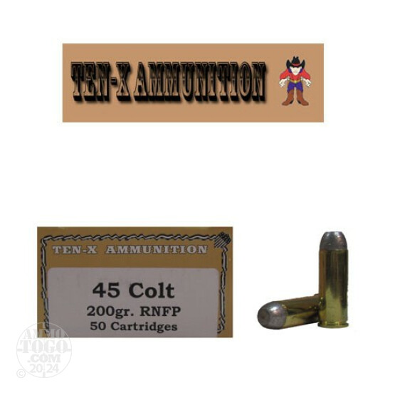 50rds - 45 Long Colt Ten-X 200gr. RNFP Cowboy Ammo