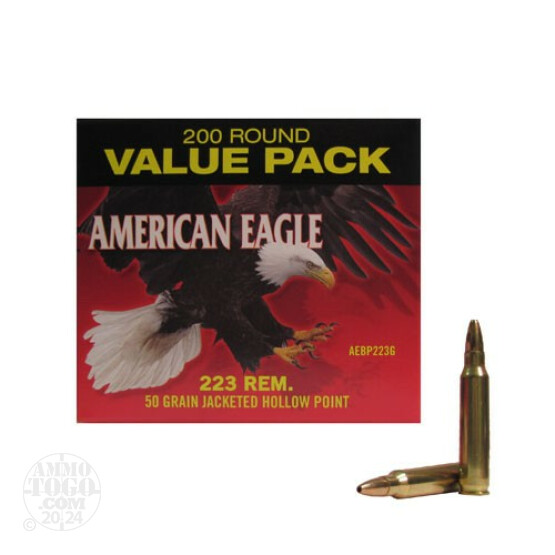 200rds - .223 Federal American Eagle 50gr. Jacketed Hollow Point Ammo