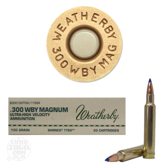 20rds - 300 Weatherby Mag. 130gr. Barnes TTSX Hollow Point Ammo