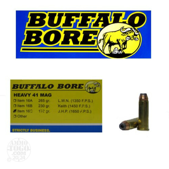 20rds - 41 Mag Heavy Buffalo Bore 170gr. JHP