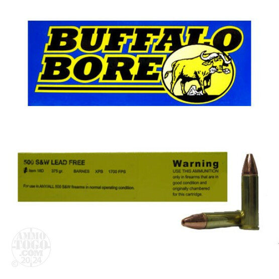 20rds - 500 S&W Buffalo Bore 375gr. Barnes XPB HP Ammo