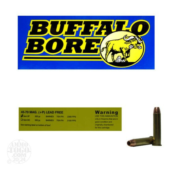 20rds - 45-70 Govt. Mag. Buffalo Bore 300gr. +P Barnes TSX-FN Ammo