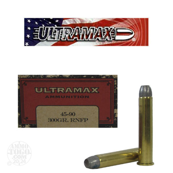 20rds - 45-90 WCF Ultramax Cowboy 300gr. Round Nose Flat Point Ammo