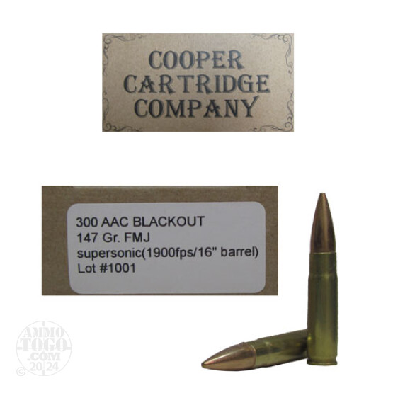 200rds - 300 AAC BLACKOUT Cooper 147gr. FMJ Ammo