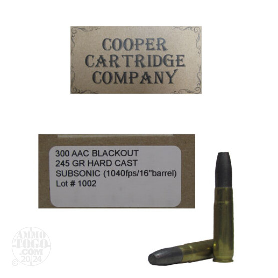 200rds - 300 AAC BLACKOUT Cooper Subsonic 245gr. Hard Cast Ammo