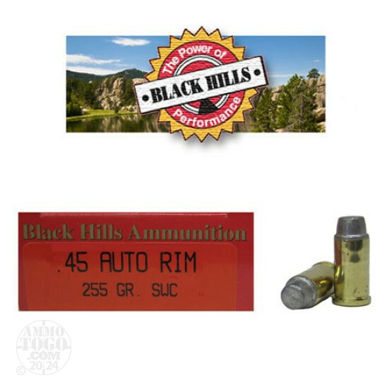 50rds - 45 AUTO RIM Black Hills 255gr. Semi-Wadcutter  Ammo