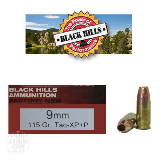1000rds - 9mm Black Hills 115gr. Barnes XP +P Hollow Point Ammo