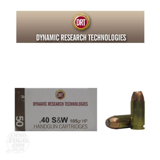 50rds - 40 S&W DRT 105gr. HP Lead Free Fragmenting Ammo