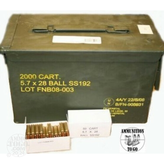50rds - 5.7x28mm FN  SS192 Hollow Point Ammo