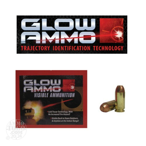 20rds - 40 S&W Glow Ammo 180gr Flat Point FMJ Visible Ammo