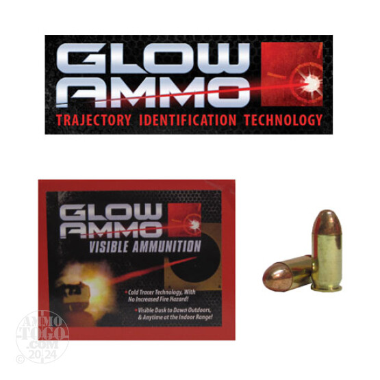 20rds - 45 ACP Glow Ammo 230gr Round Nose FMJ Visible Ammo