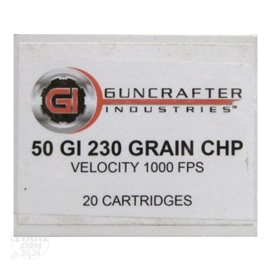 20rds - 50 GI Guncrafter 230gr. Copper Hollow Point Ammo