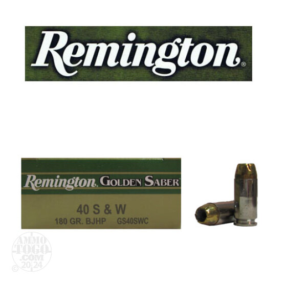 500rds - 40 S&W Remington Golden Saber 180gr. JHP Ammo