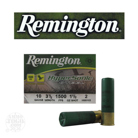 25rds – 10 Gauge Remington HyperSonic Steel 3-1/2" 1-1/2oz. #2 Shot Ammo