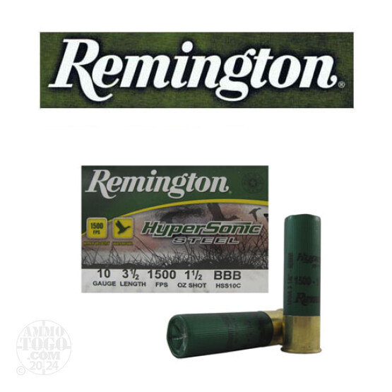 25rds – 10 Gauge Remington HyperSonic Steel 3-1/2" 1-1/2oz. BBB Shot Ammo